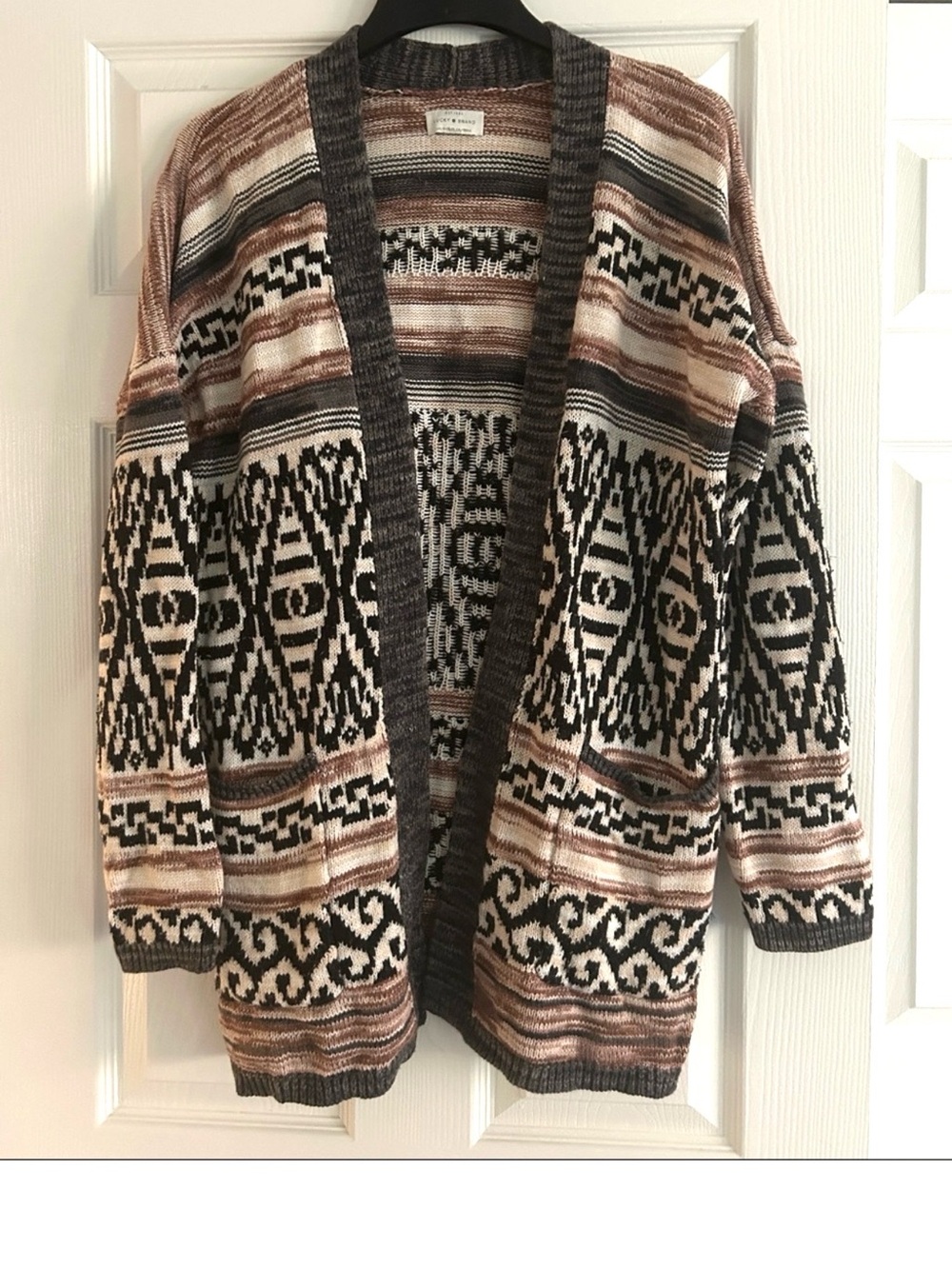 Lucky Brand Southwest Aztec Duster - Brown/Black/Cream - Medium